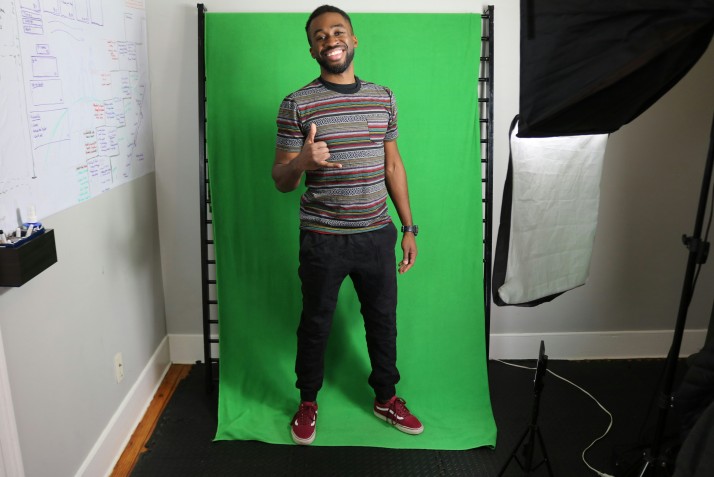 Pose for photo in photo booth