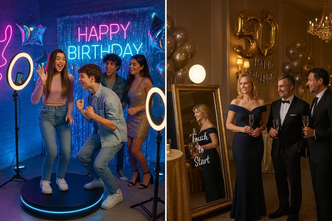360 photo booth and mirror photo booth for teen and adult birthday parties in Lancaster PA  Orama Photo Booth Rental