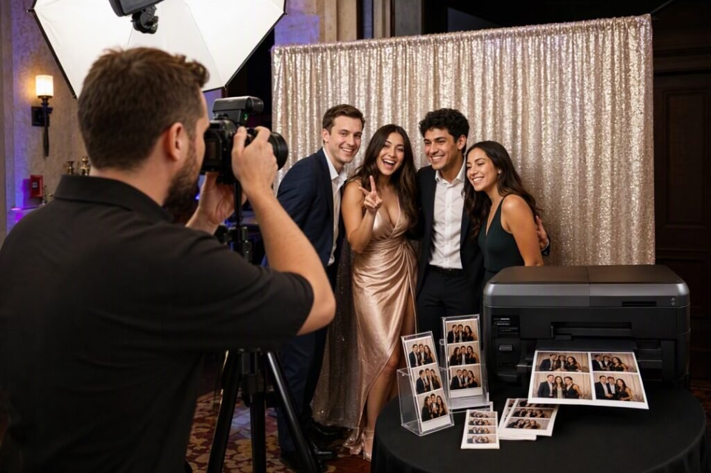 Professional photo booth equipment with dye-sublimation printer